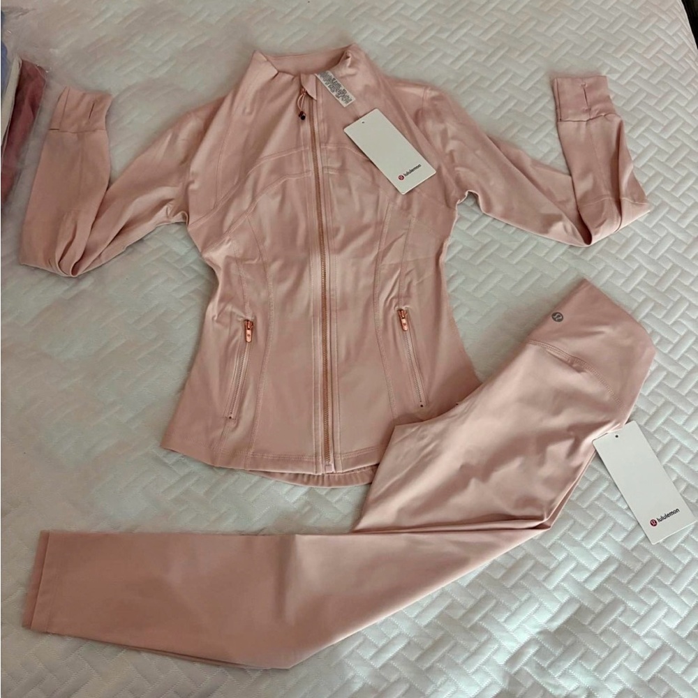Lululemon Athletica Blush Pink Leggings and Jacket Set